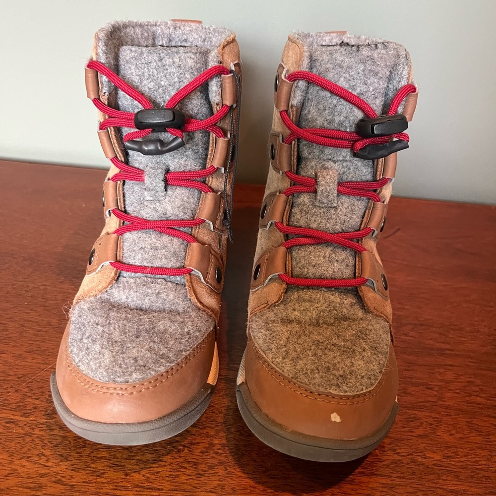 Sorel Kids Boots with Red and Tan Accents